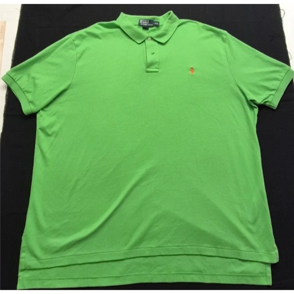 Polo Ralph Lauren men's‎ bright green polo shirt XXL orange  pony logo Cotton